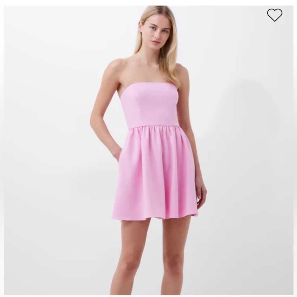 French Connection Pink Strapless Fit and Flare Dress